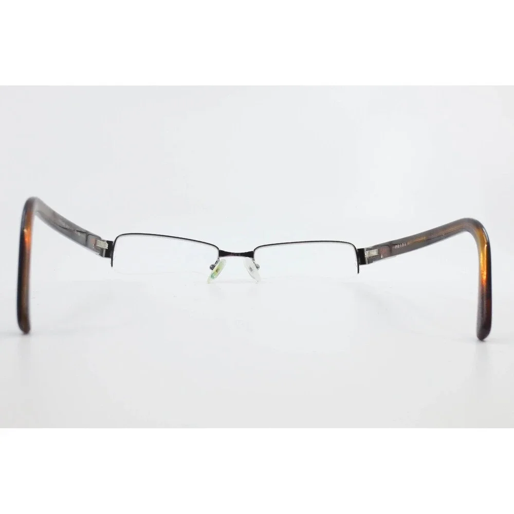 Prada VPR 64H Silver Tortoise Semi Rimless Rectangle Eyeglass Frames 51-18-135